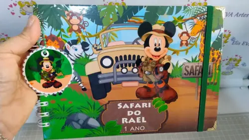 Caderno de Mensagens com Folhas Personalizadas Mickey Safari