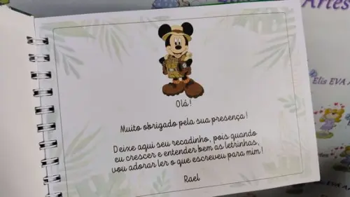 Caderno de Mensagens com Folhas Personalizadas Mickey Safari
