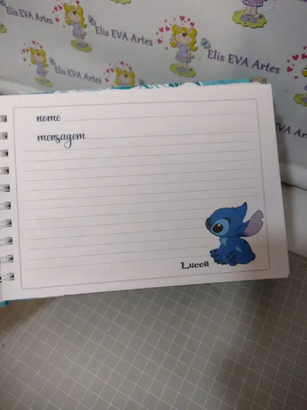 Caderno de Mensagens com Folhas Personalizadas Stitch