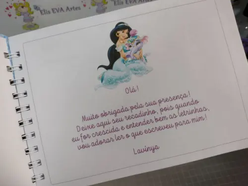 Caderno de Mensagens com Folhas Personalizadas Tema Jasmine