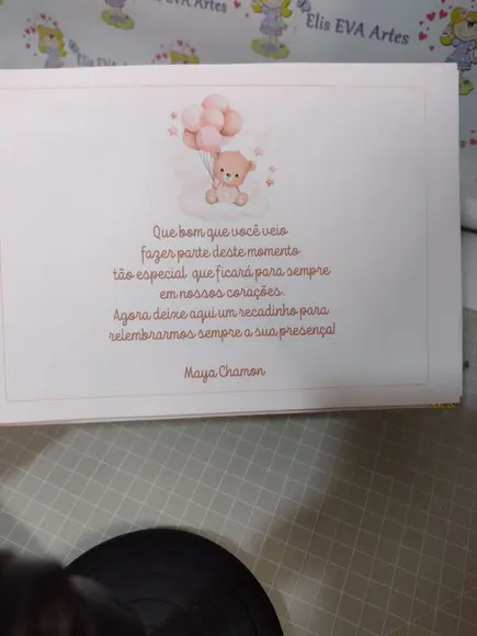 Caderno de Mensagens com Folhas Personalizadas Ursinha Rosa