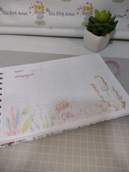 Caderno de Mensagens Fundo do Mar Menina Personalizado