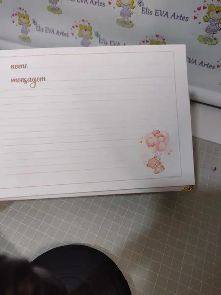 Caderno de Mensagens com Folhas Personalizadas Ursinha Rosa