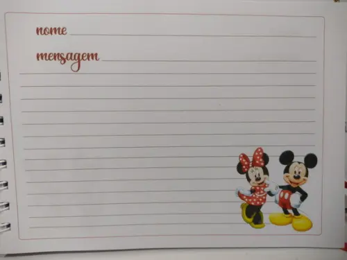 Caderno de Mensagens Mickey e Minnie Personalizado
