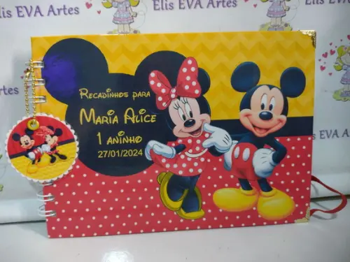 Caderno de Mensagens Mickey e Minnie Personalizado