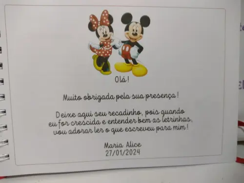 Caderno de Mensagens Mickey e Minnie Personalizado