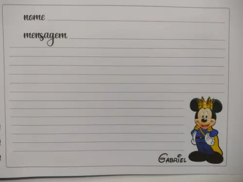 Caderno de Mensagens Mickey Realeza Personalizado