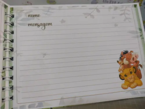 Caderno de Mensagens Rei Leão Personalizado