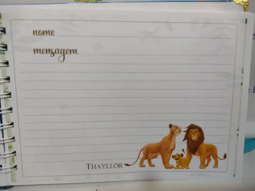Caderno de Mensagens Rei Leão Personalizado