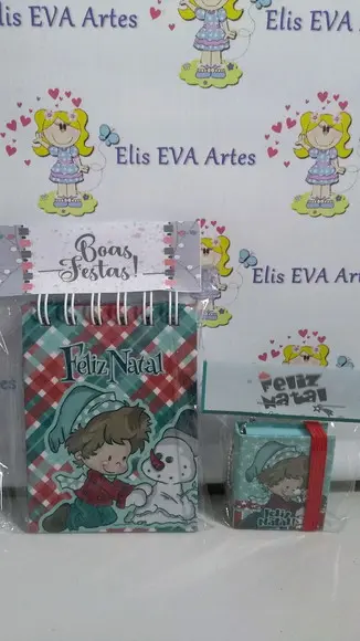 Kit Bloquinho para anotações + chaveiro postit natal