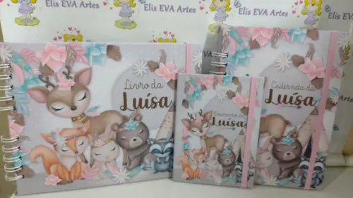 Kit Livro do Bebê e Caderneta de Vacinação Floresta Menina