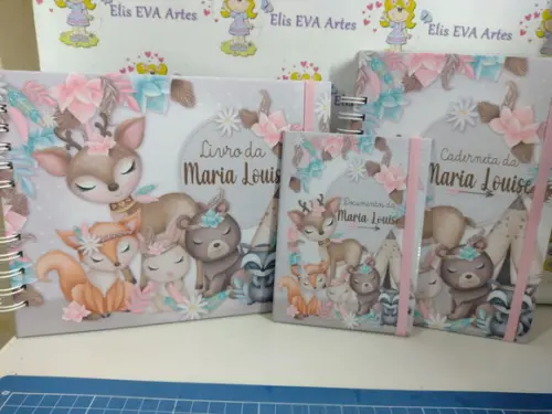 Kit Livro do Bebê e Caderneta de Vacinação Floresta Menina