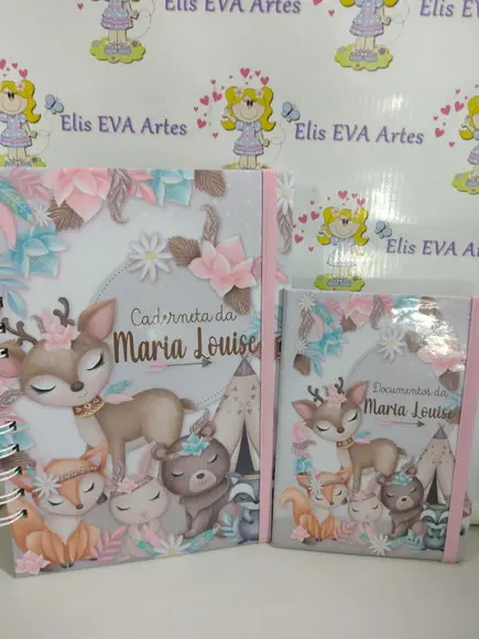 Kit Livro do Bebê e Caderneta de Vacinação Floresta Menina