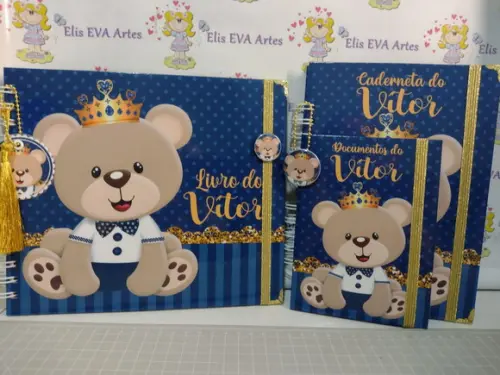 Kit Livro do Bebê c/ Caderneta de Vacinação Ursinho Príncipe