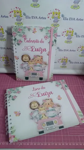 Kit Livro do Bebê e Caderneta de Vacinação Safari Rosa