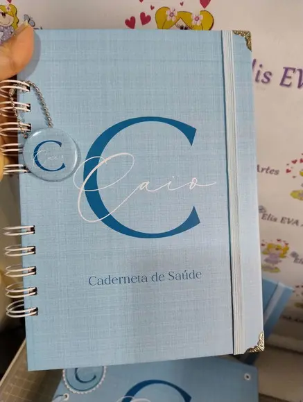 Kit Maternidade Caderneta/pasta Plástica Personalizado Linho