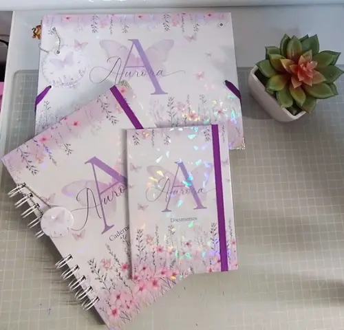 Kit Maternidade Jardim de Borboletas Lilás Personalizado