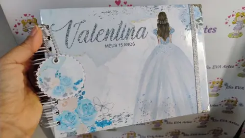 Livro de Assinatura 15 Anos Personalizado 19x24 Azul Claro