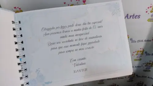 Livro de Assinatura 15 Anos Personalizado 19x24 Azul Claro