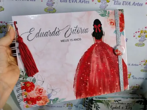 Livro de Assinatura 15 Anos Personalizado 19x24 Vermelho