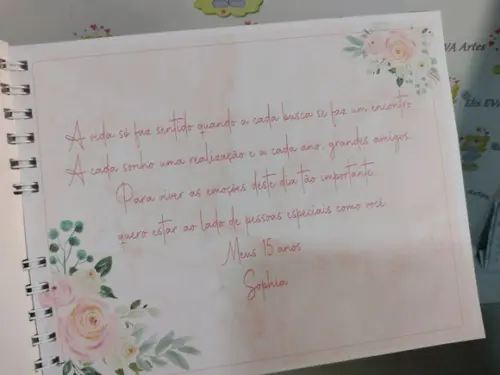 Livro de Assinatura 15 Anos Personalizado 19x24 Rosa Bebê
