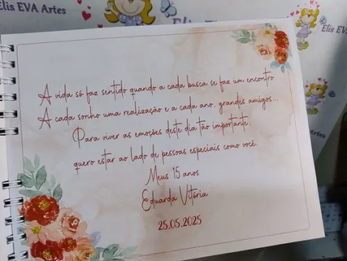 Livro de Assinatura 15 Anos Personalizado 19x24 Vermelho