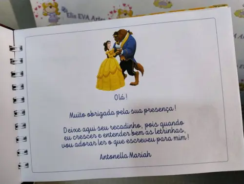 Livro de Assinatura a Bela e a Fera Holográfico/aniversário