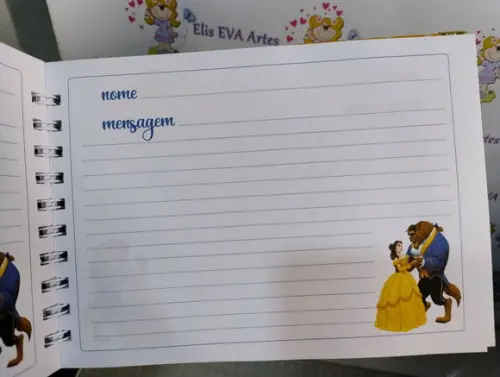 Livro de Assinatura a Bela e a Fera Holográfico/aniversário