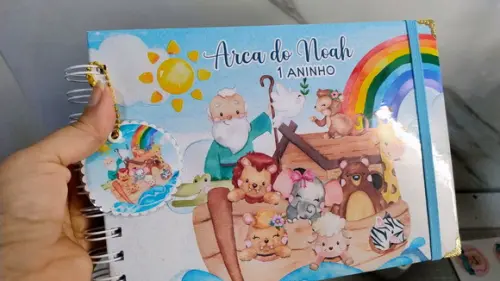Livro de Assinatura Aniversário Infantil Arca de Noé Menino