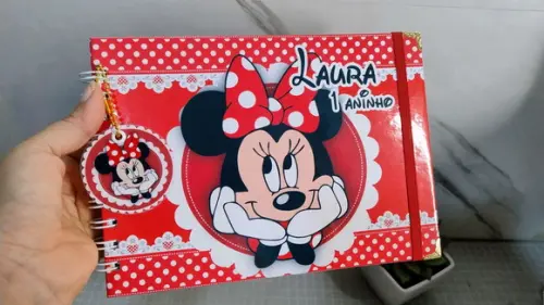 Livro de Assinatura Aniversário Infantil Minnie Vermelha