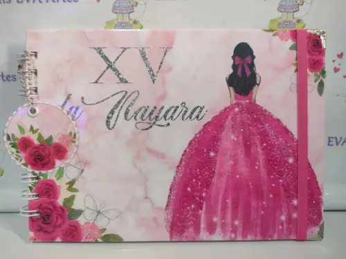 Livro de Assinatura com Folhas Personalizadas 15 Anos Pink