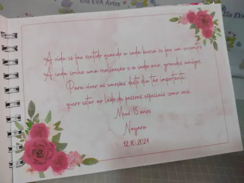 Livro de Assinatura com Folhas Personalizadas 15 Anos Pink