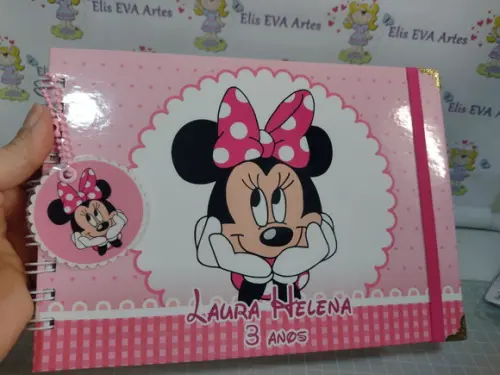 Livro de Assinatura com Folhas Personalizadas Minnie Rosa