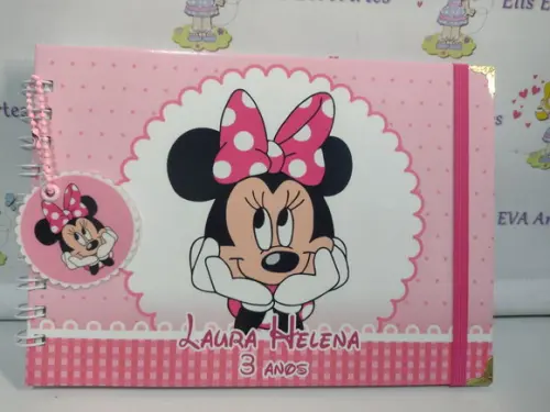 Livro de Assinatura com Folhas Personalizadas Minnie Rosa