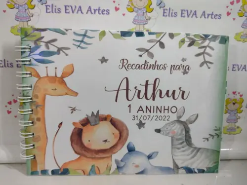 Livro de Assinatura Personalizado Safari c/ Folhas Brancas