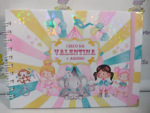 Livro de Assinaturas Circo Rosa com Laminação Holográfica
