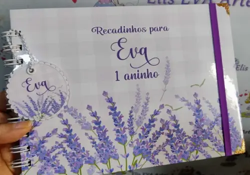 Livro de Assinaturas com Folhas Personalizadas Lavanda