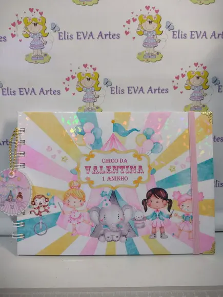 Livro de Assinaturas Circo Rosa com Laminação Holográfica