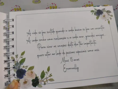 Livro de Assinaturas com Folhas Personalizadas 15 Anos Azul