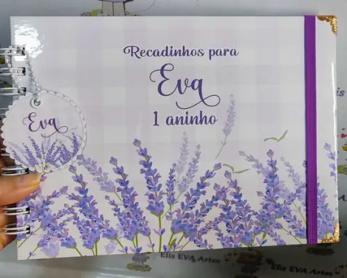 Livro de Assinaturas com Folhas Personalizadas Lavanda
