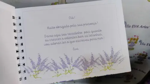 Livro de Assinaturas com Folhas Personalizadas Lavanda