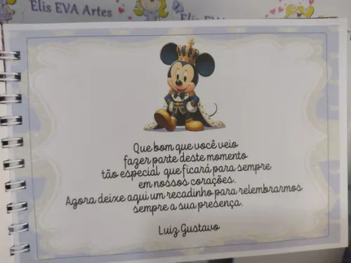 Livro de Assinaturas/mensagens Personalizado Mickey
