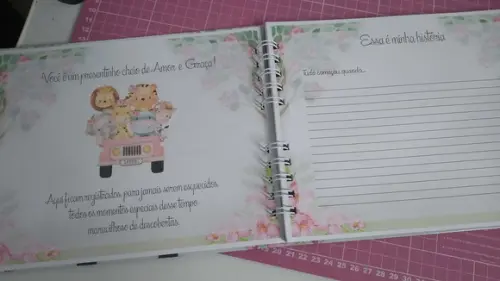 Livro do Bebê Safari Rosa Menina Personalizado