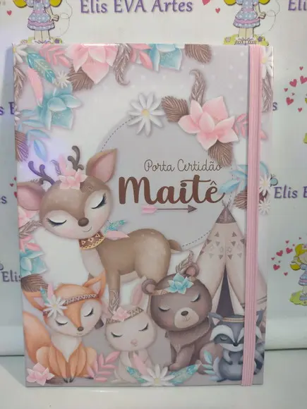 Porta Certidão Floresta Menina Personalizado 15,5x21,5