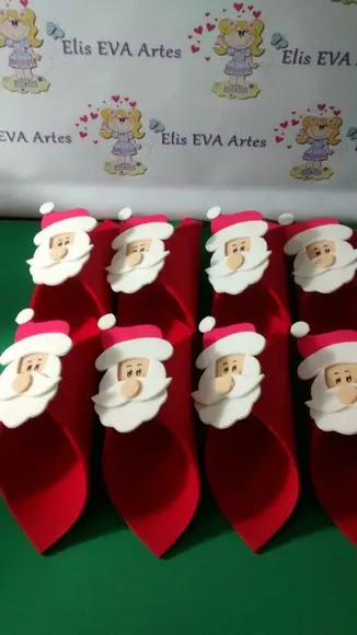 Porta guardanapo natal papai Noel de EVA kit c/20