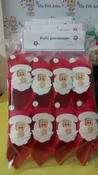 Porta guardanapo natal papai Noel de EVA kit c/20