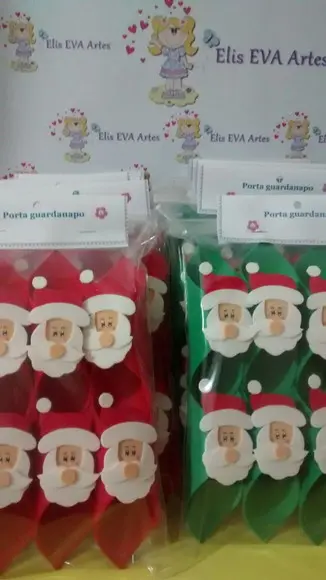 Porta guardanapo natal papai Noel de EVA kit c/20