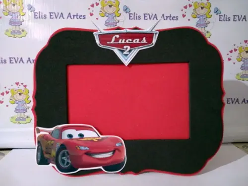 Porta retrato em EVA Carros Disney kit c/10 unidades