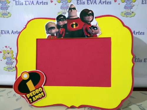 Porta retrato em EVA Os Incríveis kit c/10 unidades