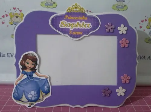 Porta retrato em EVA Princesa Sofia kit c/10 unidades